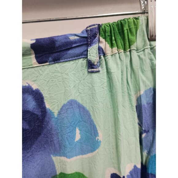 Vintage Jams World Womens Wide Leg Pants Small Blue Floral Crop Beach BOHO - Picture 5 of 8